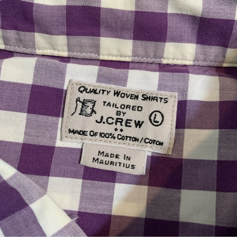 J. Crew Men’s Purple Checked Button Down Shirt Long Sleeves Size Large